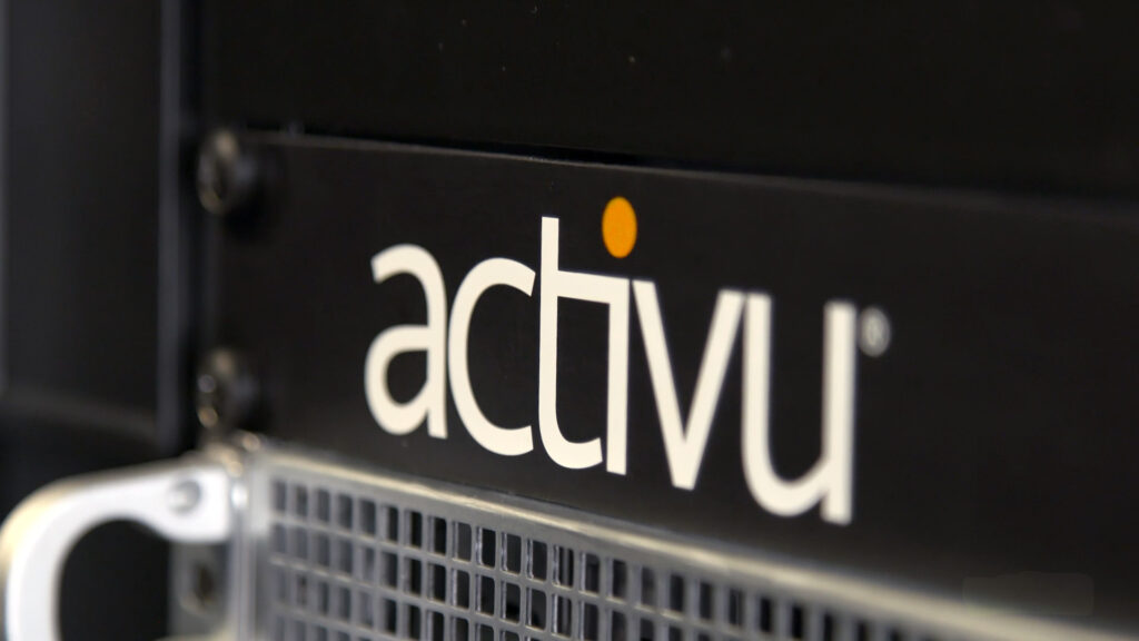 An Activu server rack, housing video wall controllers and other equipment.